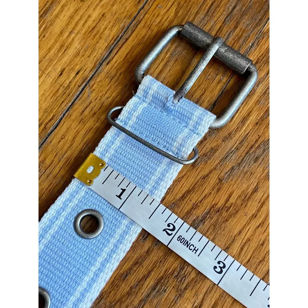 Distressed Blue/White Cotton Grommet Belt sz XS